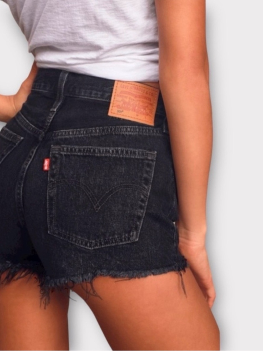 Levi's 501 Black Distressed Button Fly Jean Shorts Size L